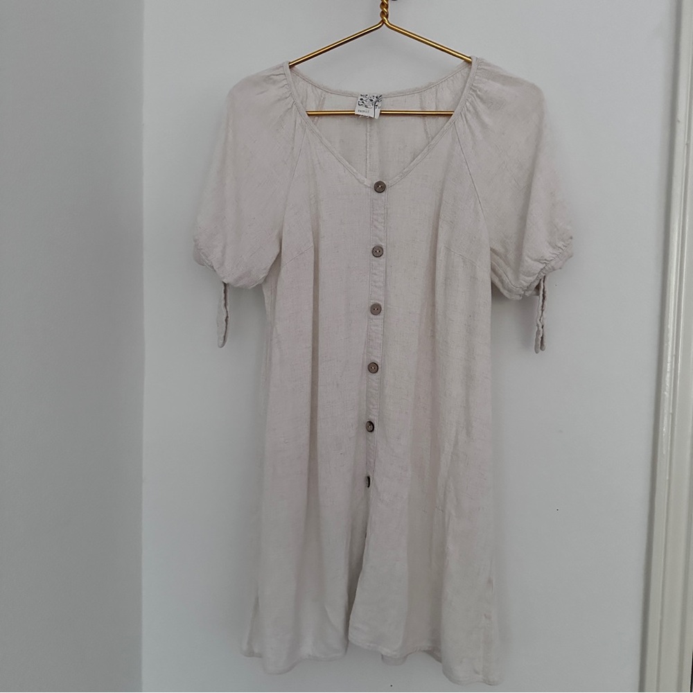 Cream Button-Down Dress